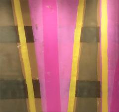 Untitled 038 (Large Abstract Yellow, Brown, & Pink Vertical Stripe Painting)
