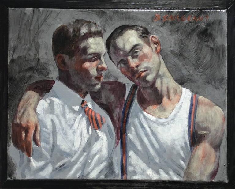 Mark Beard Two Men In White Shirts Figurative Oil Painting In
