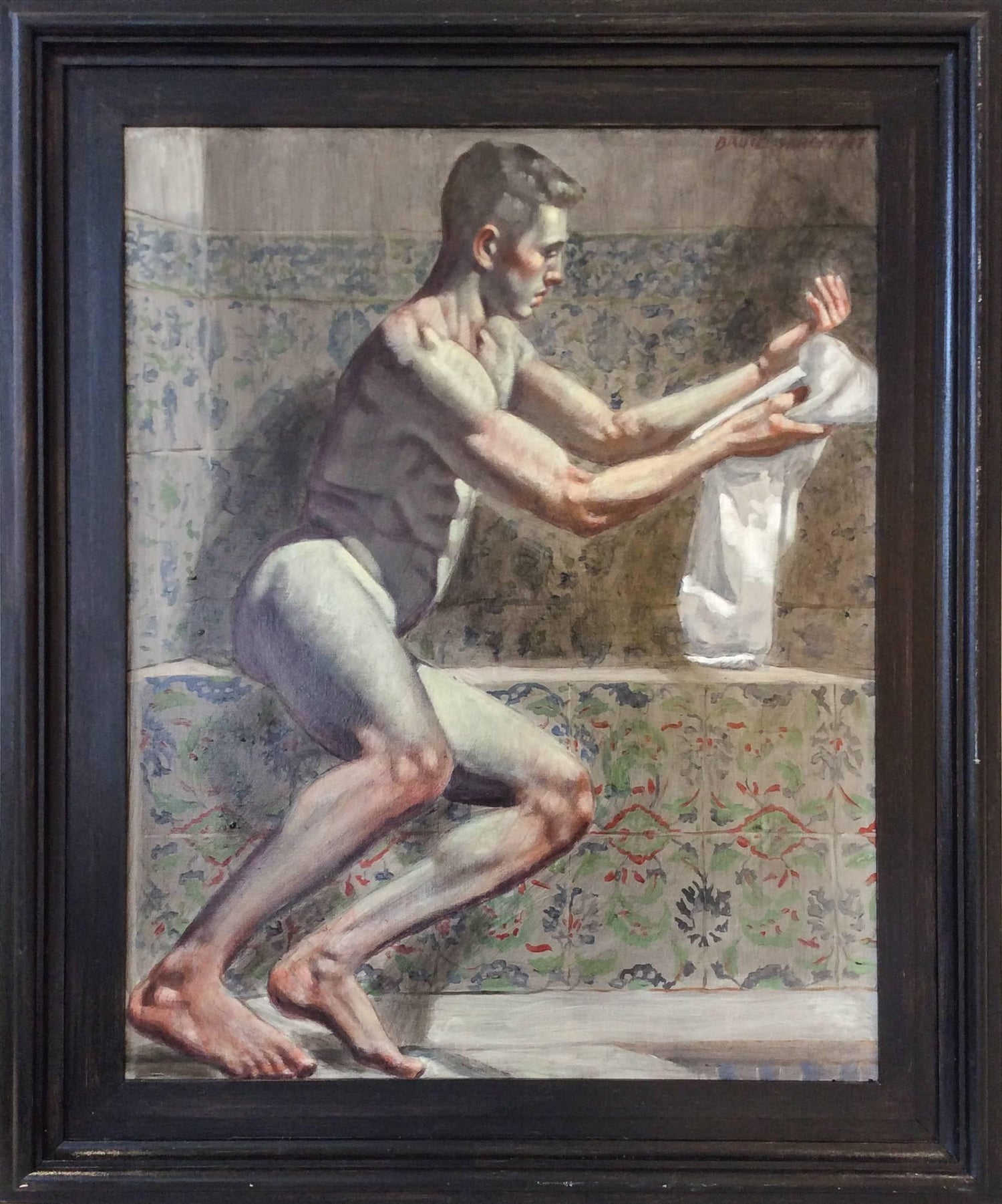 Mark Beard Man Drying Himself With Towel Figurative Of Nude In Turkish Bath By Mark Beard For Sale At 1stdibs