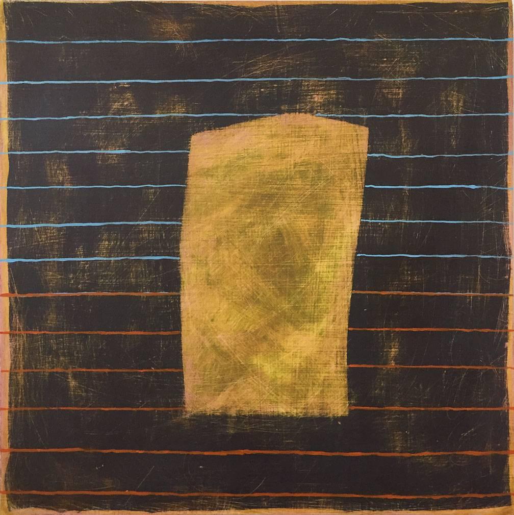 Landscape (Abstract Encaustic on Panel with Delicate Horizontal Stripes)