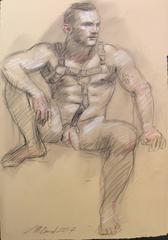 MB 004 (Dibujo en grafito de desnudo masculino)