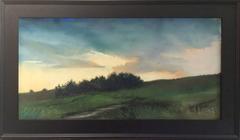 Light Lifting (Pastoral Landscape Drawing of Green Country Field at Sunset)