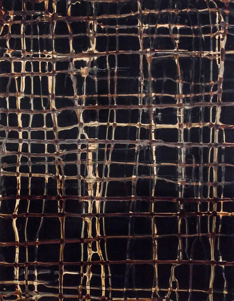 Grid. No 13A (Contemporary Framed Abstract Camera-Less Photo in Black & Coffee)