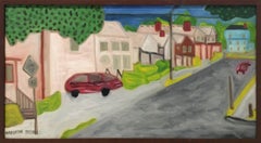 Off the Arterial / Northside #2: Modern, Naive Style Urban Landscape Painting