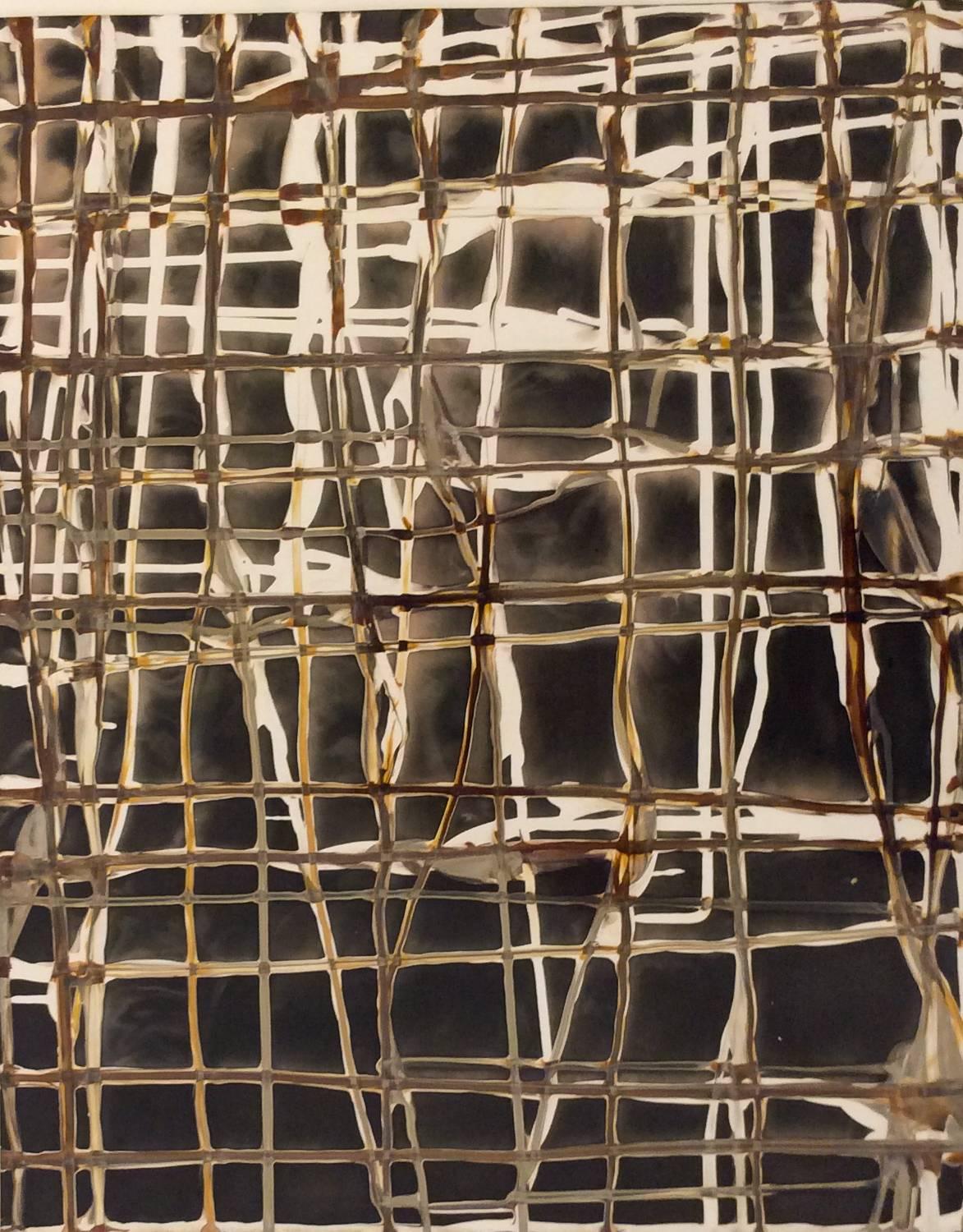 Birgit Blyth Abstract Photograph - Grid No. 207 (Modern, Abstract Camera-Less Photo in Toffee, Black, & Beige)