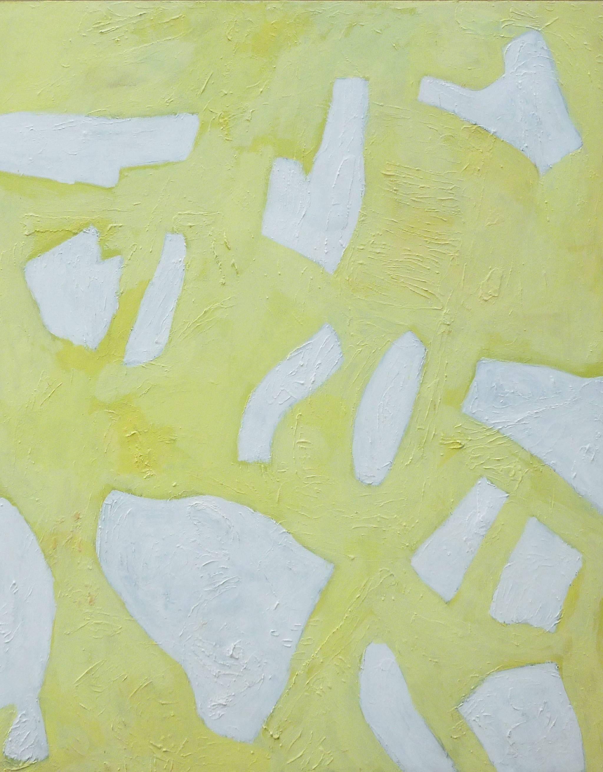 Stephen Brophy Abstract Painting - Light Shards (Abstract Acrylic Painting on Panel in Pale Citron Yellow)