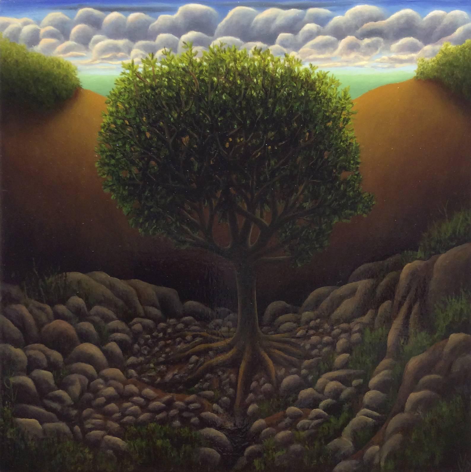 Laura Von Rosk Landscape Painting - Tree in Rocks