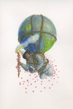 Le monde (illustration à l'aquarelle sur papier d'archives)