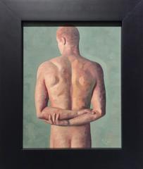 Anatomy Study 2 (Modern Figurative Oil Painting, Back of a Male Nude, Framed)