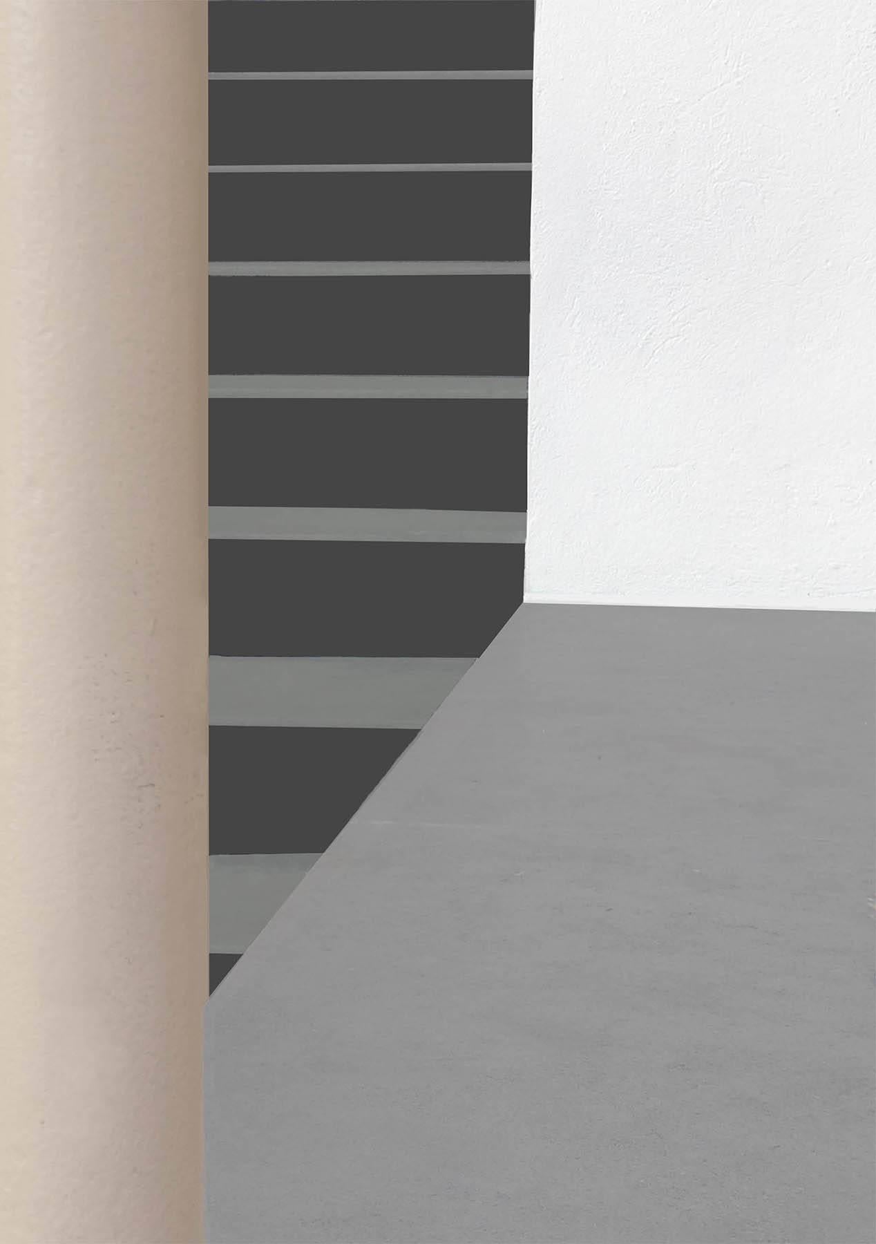 Stephanie Blumenthal Abstract Photograph - Columns and Stairs (Modern Abstracted Inkjet Print of Minimalist Interior)