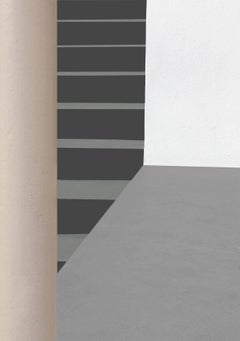 Columns and Stairs (Modern Abstracted Inkjet Print of Minimalist Interior)