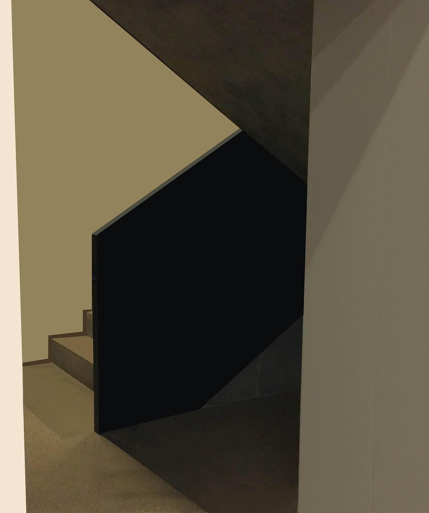 Stephanie Blumenthal Abstract Photograph - Green Stairs: Modern Abstract Inkjet Print of Minimalist Interior in Black Frame