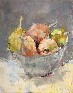 Fruit Bowl Still Life (Still Life Oil Painting on Canvas)