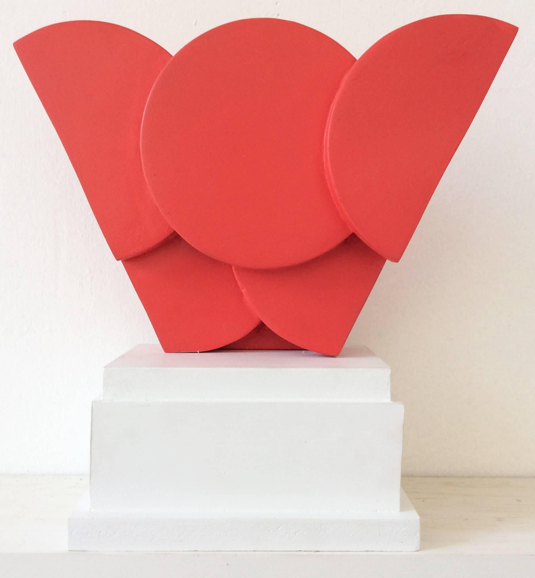 Mariette (Abstract Minimalist Mid Century Modern Sculpture in Bright Red)