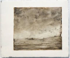 Opening Farm (Encaustic Monochromatic Pastoral Landscape in Earth Tones & White)