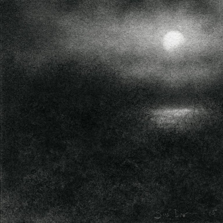 Sue Bryan - Nocturne (Realistic Black Charcoal Landscape Drawing of ...