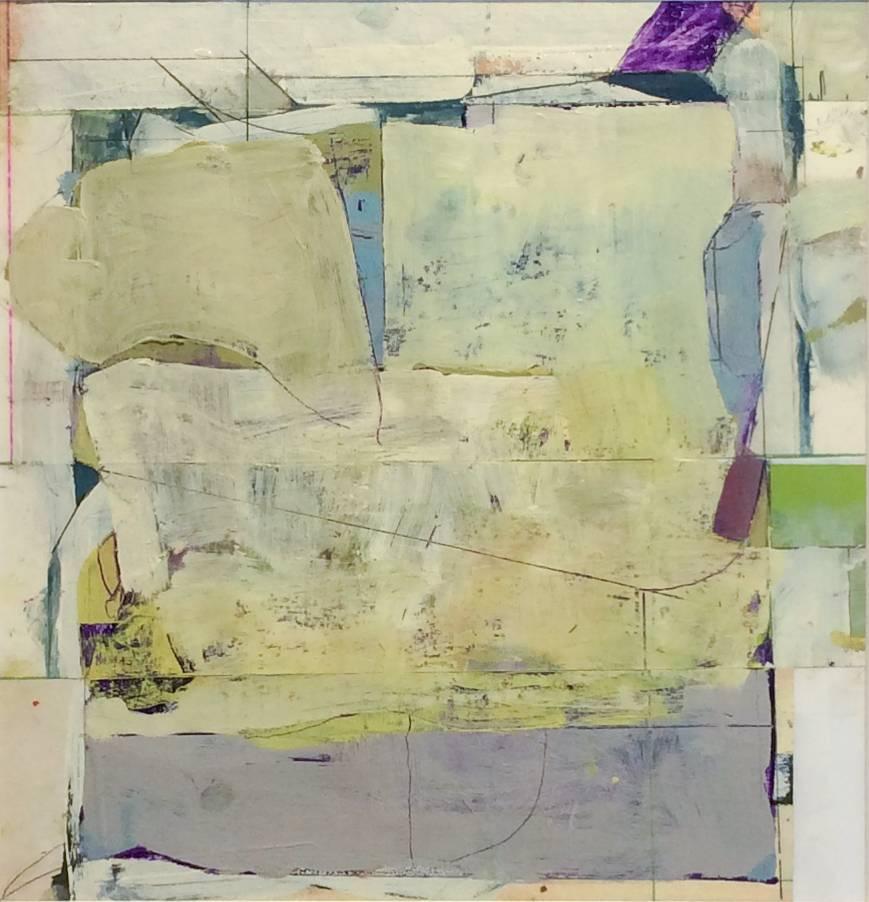 No. 74 (Abstract Mixed Media Work on Paper in Pale Chartreuse) - Mixed Media Art by James O'Shea