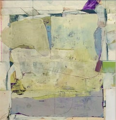 No. 74 (Abstract Mixed Media Work on Paper in Pale Chartreuse)