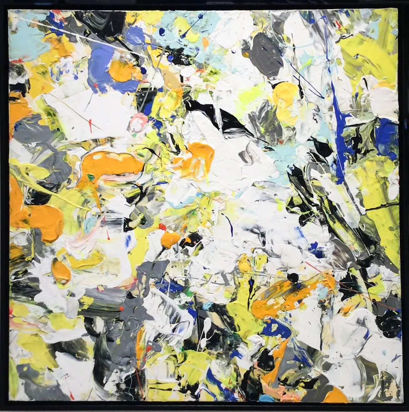Adam Cohen Abstract Painting - Gentle Morning: Abstract Expressionist Painting on Canvas in Yellow, White, Blue