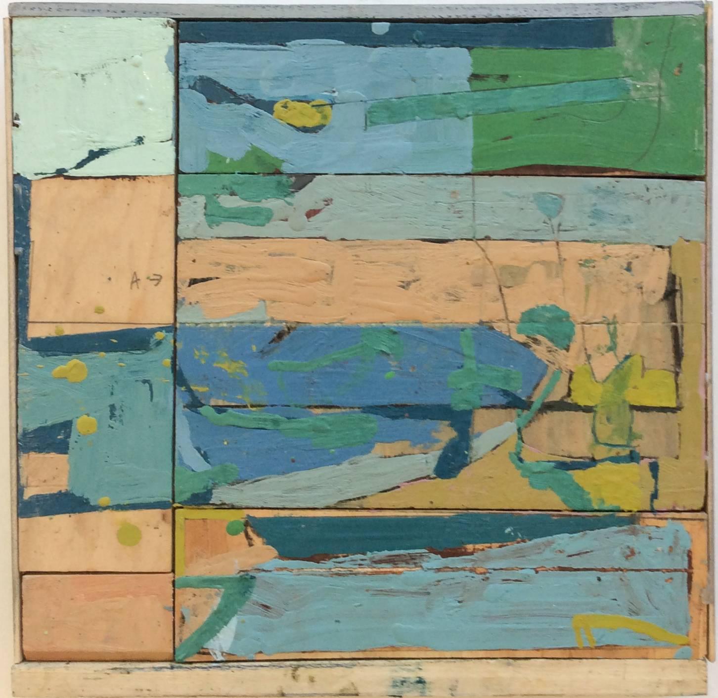 Pasquetta (opera astratta ad encausto su pannello nei toni pastello del blu e del pesca) - Mixed Media Art di James O'Shea