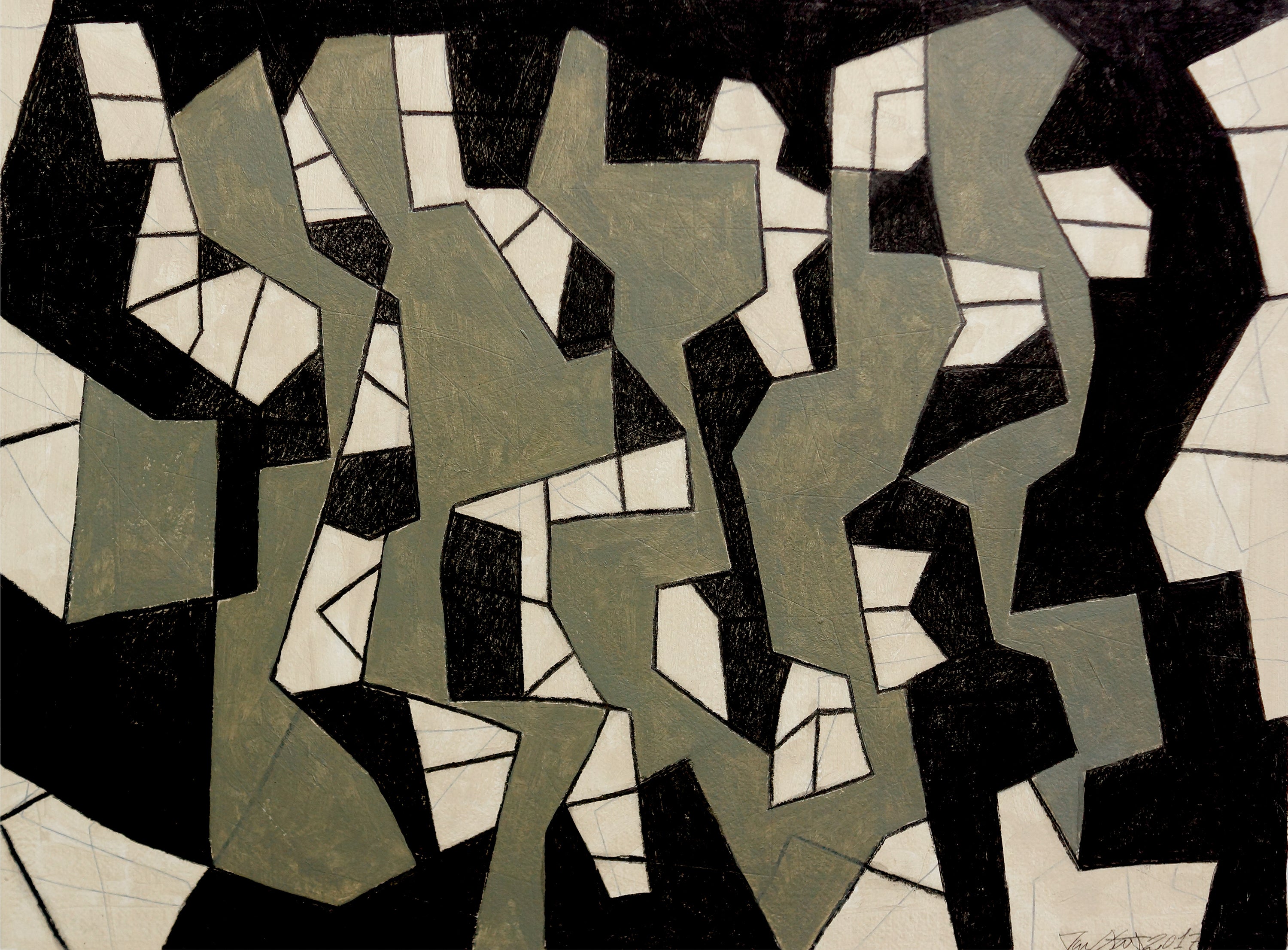 Ralph Stout Black And White Abstract Graphite Drawing Untitled