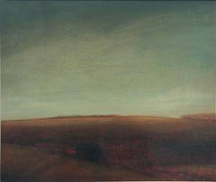 Champ de blé (peinture à l'huile abstraite contemporaine de paysage sur papier:: encadrée)