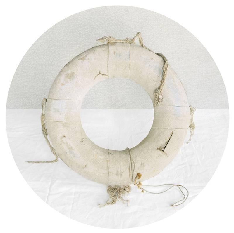 David Halliday Still-Life Photograph - White Life Preserver (Contemporary Nautical Still Life Photo with White Palette)