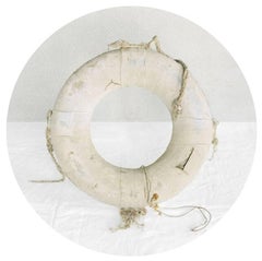 White Life Preserver (Contemporary Nautical Still Life Photo with White Palette)