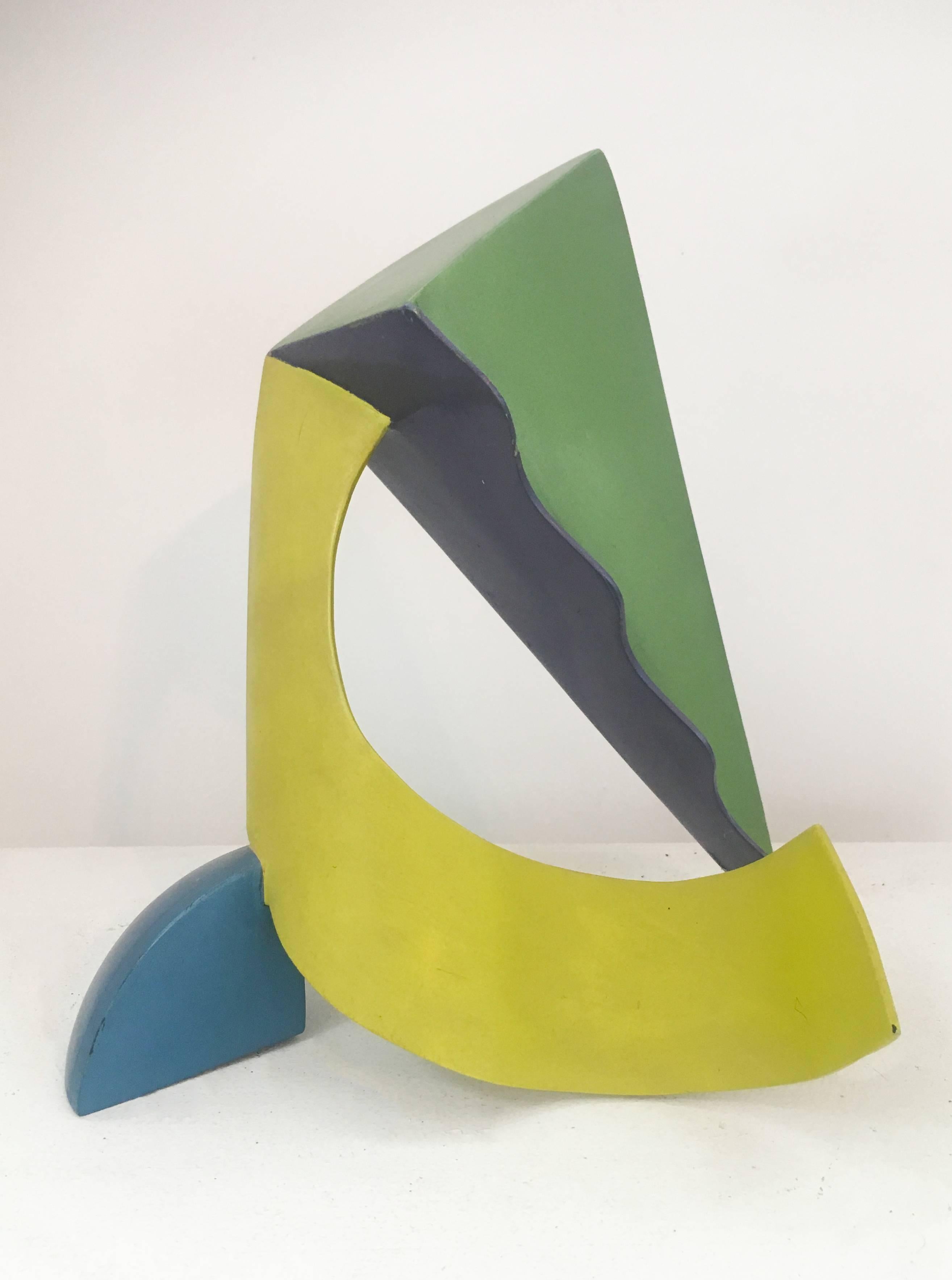 Calypso (Colorful Abstract Mid Century Modern Sculpture in Yellow, Blue & Green)