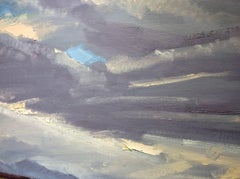 Wire Road (Hudson Valley Landscape Painting of Country Road, Mountains & Sky)