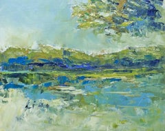 Luma : Paysage de style impressionniste en vert:: bleu et blanc
