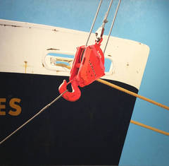 Gerosa (Nautisches Fotorealistisches Gemälde eines industriellen Schiffes mit rotem Haken)