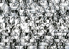 Hudson River 10C x 210 (Black and White Abstract Grid Photograph of Bicyles) 5