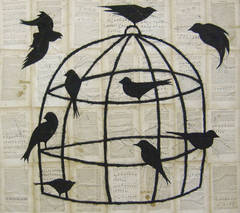 The Tremor of the Voice Caged & Uncaged (Graphic Collage of Birds in a Cage)