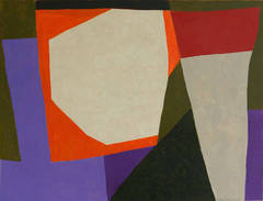 Harvest Moon (Modern, Abstract Painting on Paper in Purple, Green, Orange)