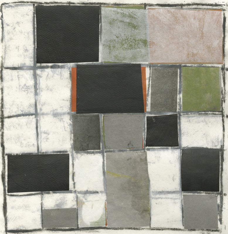 Donise English Abstract Painting - What To Do With a Grid (Contemporary Checkered Pattern in Olive Green, Black)