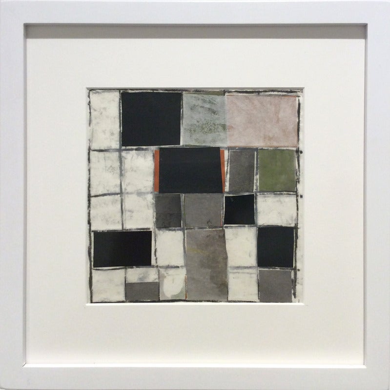 What To Do With a Grid (Contemporary Checkered Pattern in Olive Green, Black) - Painting by Donise English