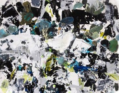 Orchestra (Black, White and Blue Abstract Expressionist Acrylic Painting