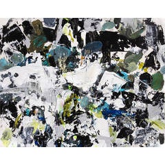 Orchestra (Black, White and Blue Abstract Expressionist Acrylic Painting 10