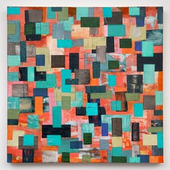 Southernmost Painting: Colorful Abstract Geometric Mixed Media Painting on Panel