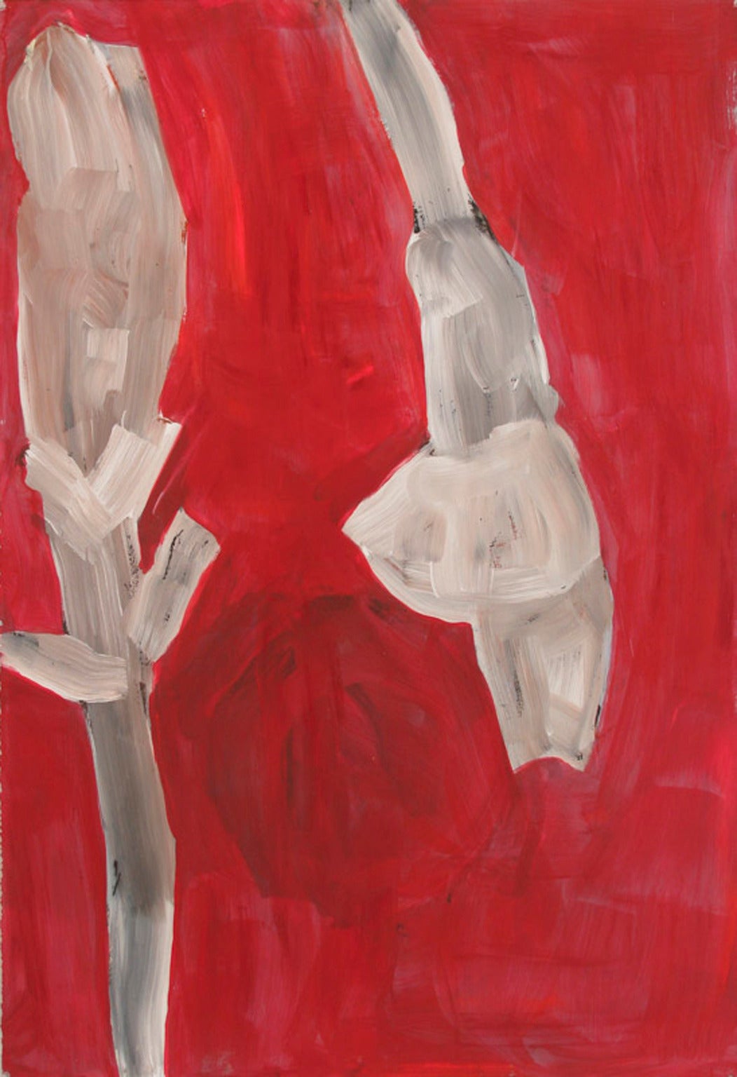 Anne Francey Still-Life - Flower #2 (Gestural Abstracted Flower Drawing in Red and White)