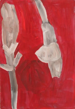 Flower #2 (Gestural Abstracted Flower Drawing in Red and White)
