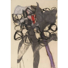 Flower #4 (Abstracted Gestural Botanical Still Life in Gray and Violet) 7