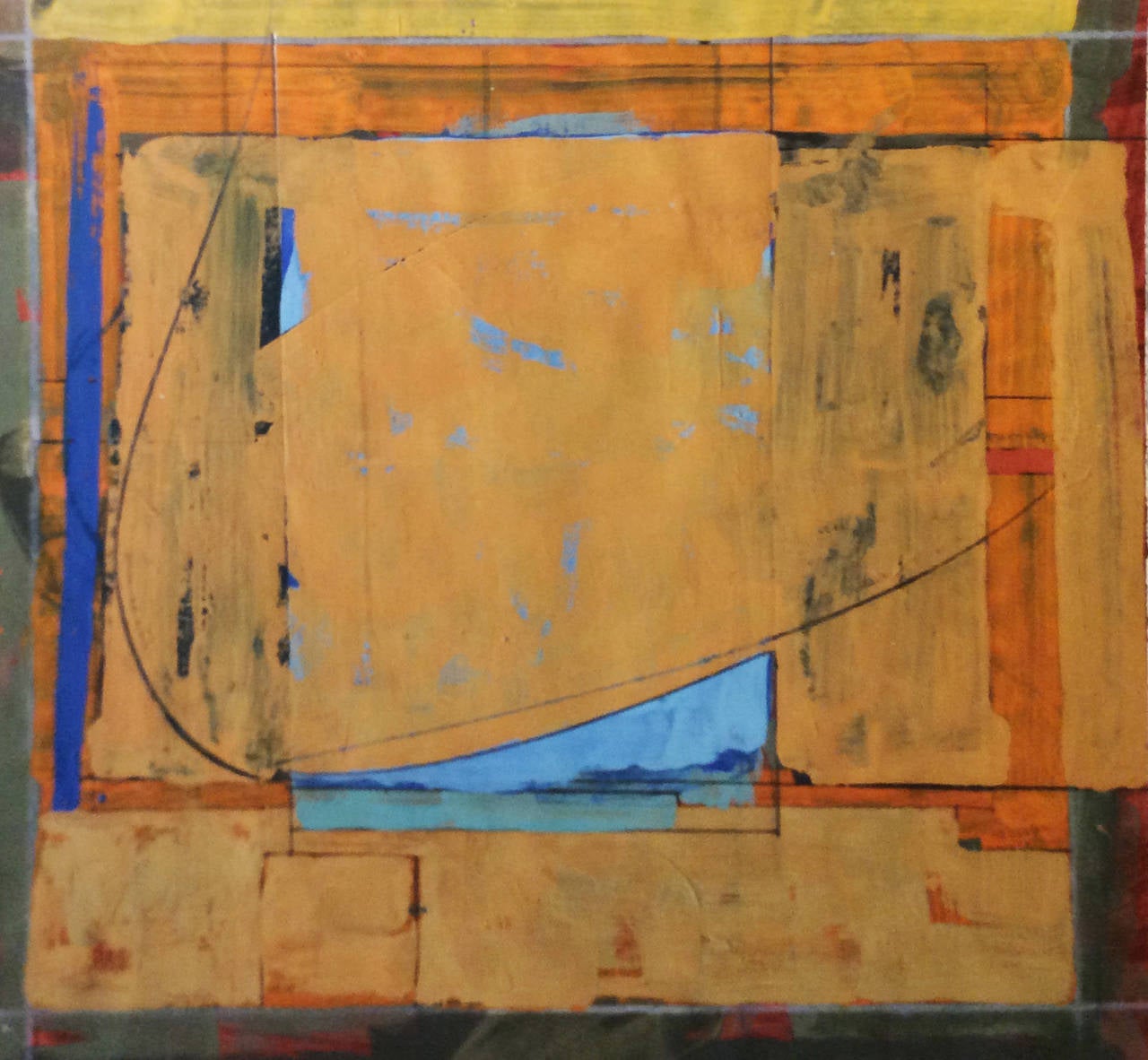 Oct. 15 (IV) (Abstract Mixed Media in Orange and Blue) - Mixed Media Art by James O'Shea