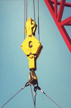 Boatyard Lift (Nautical Photo Realist Painting of Yellow Industrial Crane)