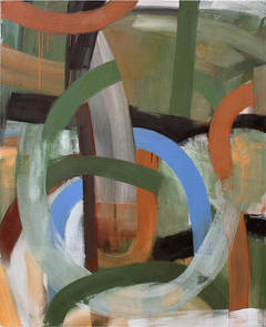 One Thing Leads to Another (Abstract Expressionist Oil Painting, Green & Browns) 6