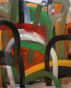 Parade (Large Abstract Expressionist Painting in Red, Yellow, Green, Black) 6