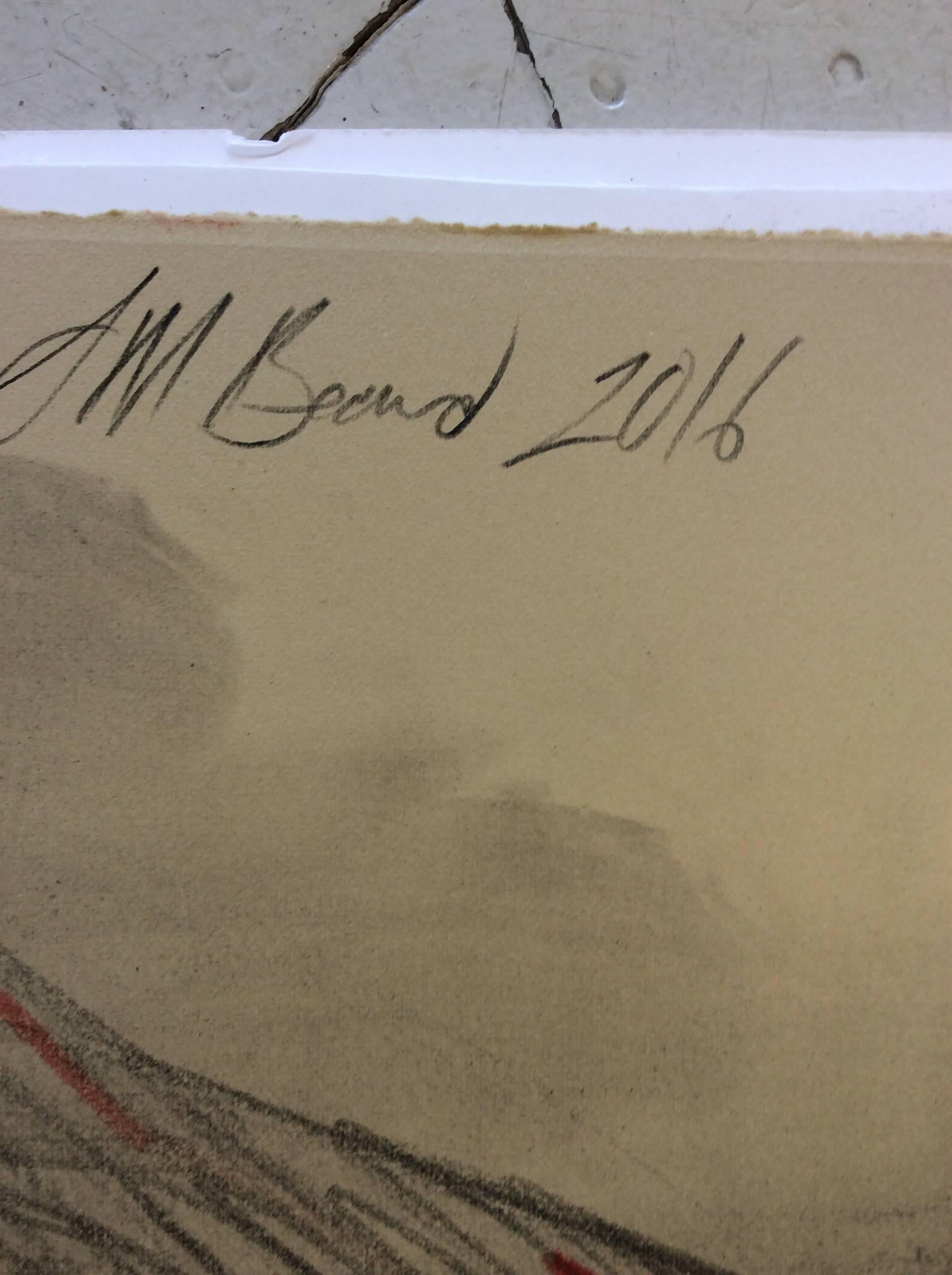 Motif figuratif au fusain sur papier de deux nus masculins assis MB 809 - Moderne Art par Mark Beard