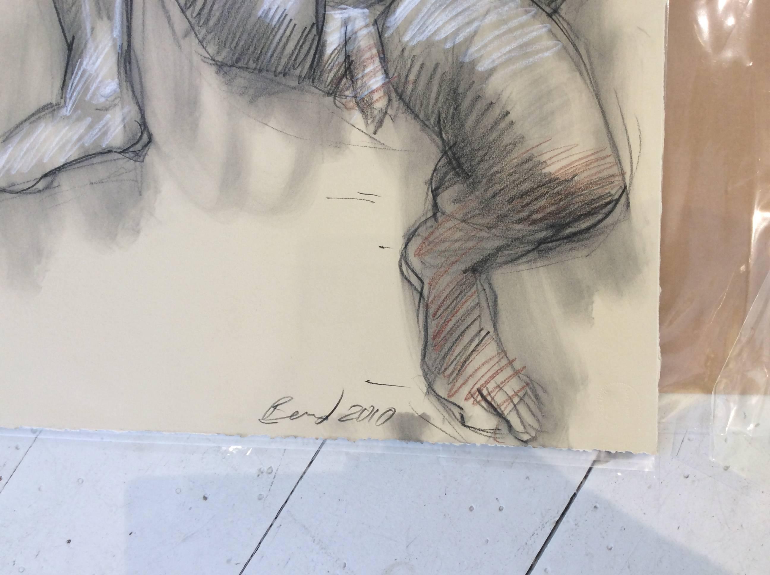 MB 803 A&B (Disegno figurativo a carboncino su due lati, due nudi maschili seduti). 1