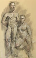 MB 804 A&B (Disegno figurativo fronte/retro, Due nudi maschili e Cacciatore di Safari).